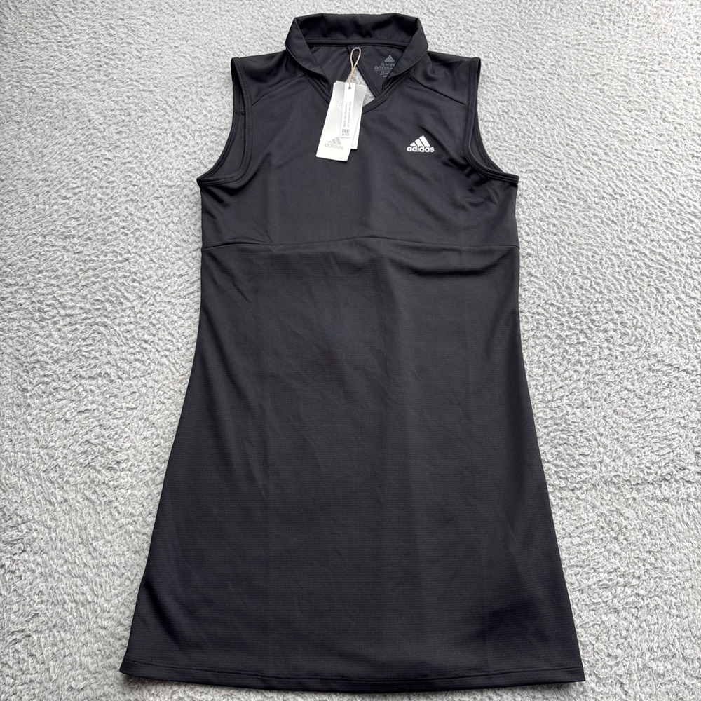 Adidas Golf Dress Girls Large 13-14 Black Solid Keyhole Back Sleeveless HA8014